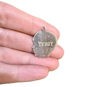Silver Boy Head Silhouette “Teddy” Pendant Charm
